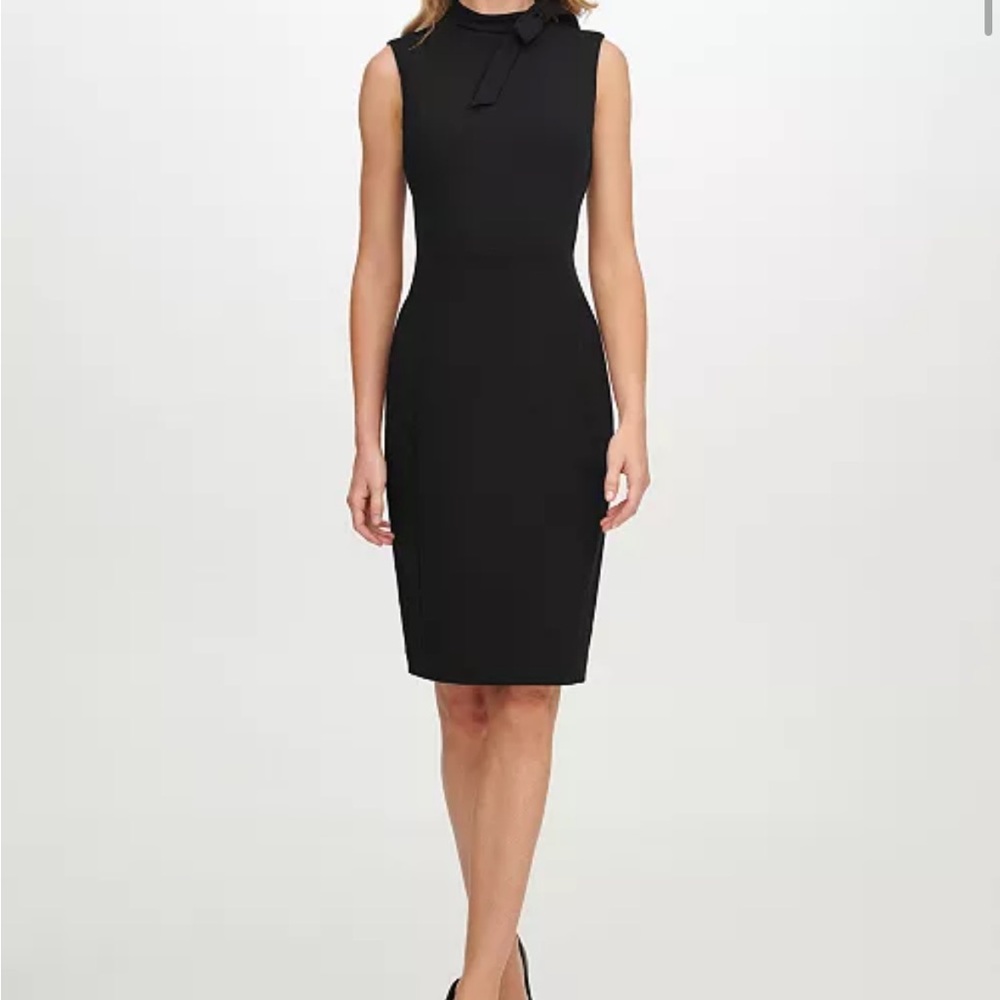 Calvin Klein tie neck bow Black Midi Dress